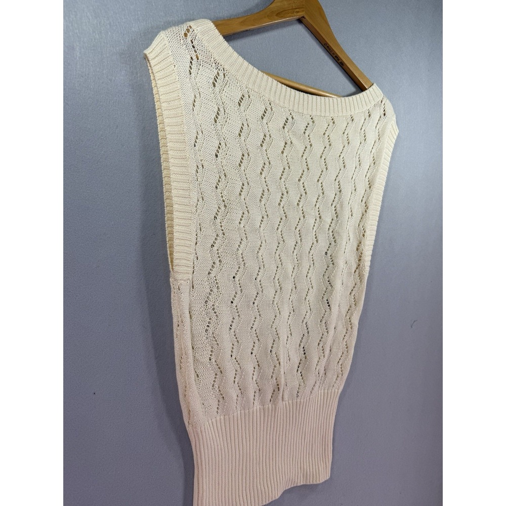 Vintage Caché Ivory Knit Sweater Vest Womens XS Academia Preppy Fisherman 00s - Picture 2 of 8